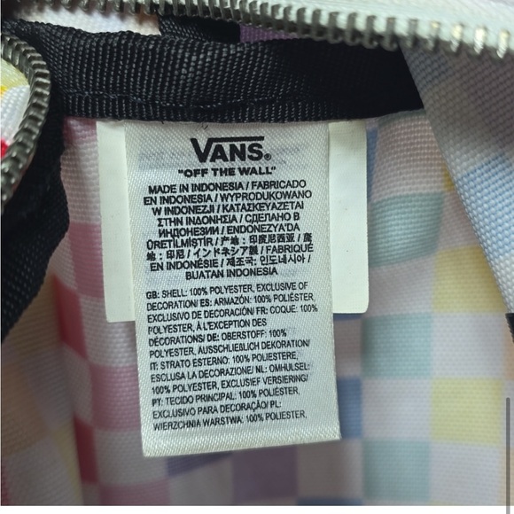 Vans "Off The Wall" Multicolored Rainbow Checkered Backpack Adjustable Strap - Picture 4 of 4